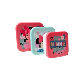 My sweety pop Minnie Mouse Lunch Box Set of 3 - Stackable Lunch Box 11.5 cm - Kids - Nursery, Kindergarten, School, Holiday - Pink/Green/White