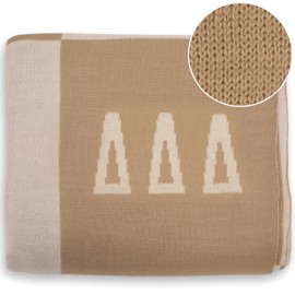 Sorority Shop Delta Delta Delta Acrylic Knit Blanket - Stylish Beige Checkered Blanket Perfect for Big Little Sorority Gifts - Soft, Cozy, and Comfortable Tri Delta Gift for Women - 50" X 62"