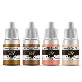 VM Miniature Paint Set Eco-Friendly Water-based Pigment Speed Paint Model Color, Light Resistant and Non-Fading for Plastic/Resin/Metal/Models 4 bottlesx5ml (Skin tone 4-color Set)