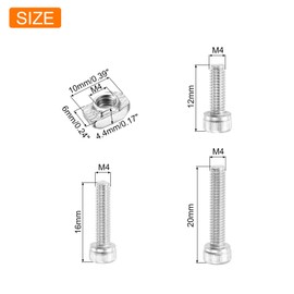uxcell M4 120Pcs T Nuts Sliding T Slot Nut T-Nuts Screws Assortment Kit Hammer Nut with Hex Socket Head Screws for Aluminum Profile