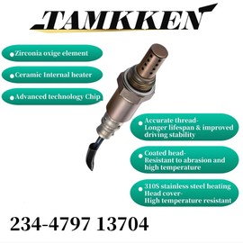 TAMKKEN 234-4797 13704 Sensor de oxígeno O2 apto para Acura TSX Honda Accord 1998 1999 2000 2001 2002 2003 2004 2005 2006 2007 2344797 aguas abajo