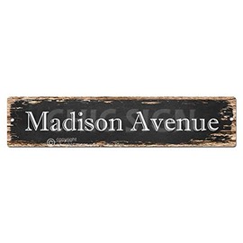 MADISON AVENUE Sign Chic Rustic Street Plate Sign Bar Cafe Restaurant shop Home Kitchen Wall Decor sign Digital Printed