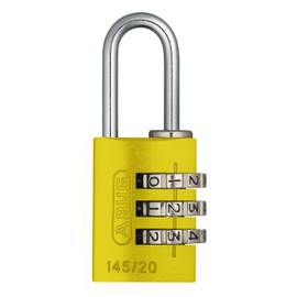 ABUS Combination Lock 145/20 Yellow - Suitcase Lock, Locker Lock and Much More - Aluminium Padlock - Individually Adjustable Number Code - ABUS Security Level 3