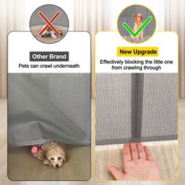 Reinforced 42” Tall x 100” Wide Retractable Baby Gates Extra Tall Dog Gate with Rods to Prevent Crawling Through, Pet Gate for Large Openings Extra Wide Mesh Baby Gate for Stairs, Gray