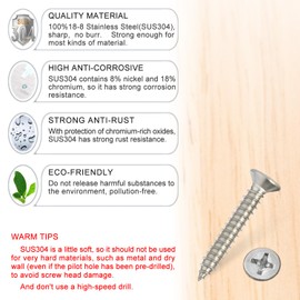 Wood Screws - 120PCS Flat Head Phillips Screws, 304 Stainless Steel Screw with Adjustable Wood Countersink Kit (#6 x 1)