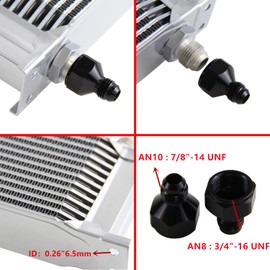 PKSABB 30 Row Oil Cooler Mounting Bracket Kit 10AN Stacked Plate Engine Oil Cooler Aluminium Transmission Oil Cooler Silver British Radiator with 2Pcs Fittings AN10(7/8"-14 UNF) to AN8(3/4"-16 UNF)