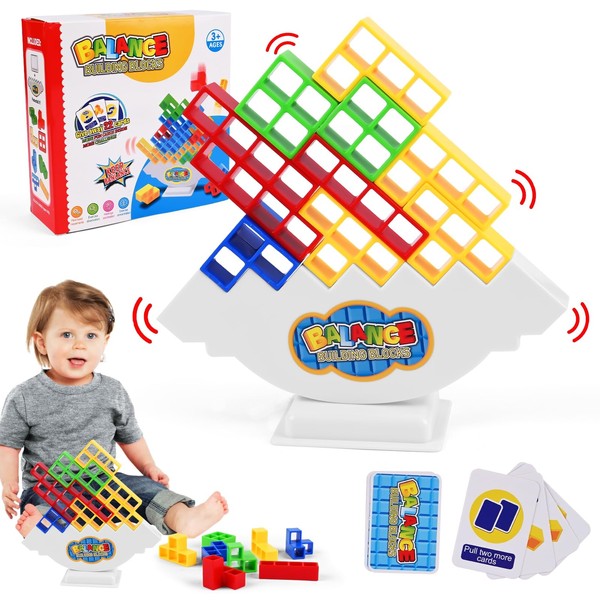 StarryTiger Tetris Tower Game, 48-Blocks Swing Stacking Balance Game, Tetra