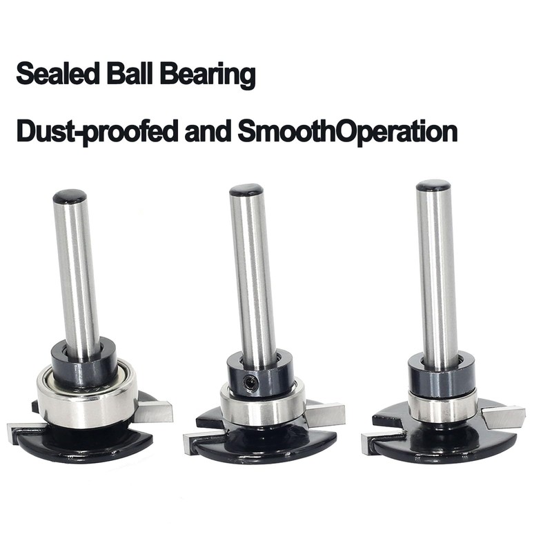 SICWOOD 3pcs Top Bearing Slot Cutter Router Bit Set -