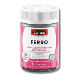 SWISSE Ultiboost - Ferro Integratore per Supporto Formazione di Globuli Rossi e Emoglobina e Riduzione Stanchezza, Integratori con Vitamina C per Accrescere Assorbimento Ferro, 40 Gommose, Gusto Uva