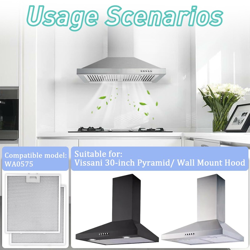 2-Pack WA0575 Range Hood Filter 14.76"x13.39" Replacement Compatible with Vissani