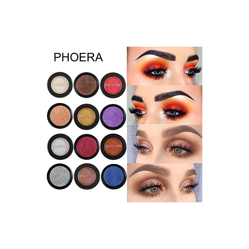 PHOERA Super Vibrant Ultra-Metallic Eyeshadow Long Lasting Waterproof Shimmer High