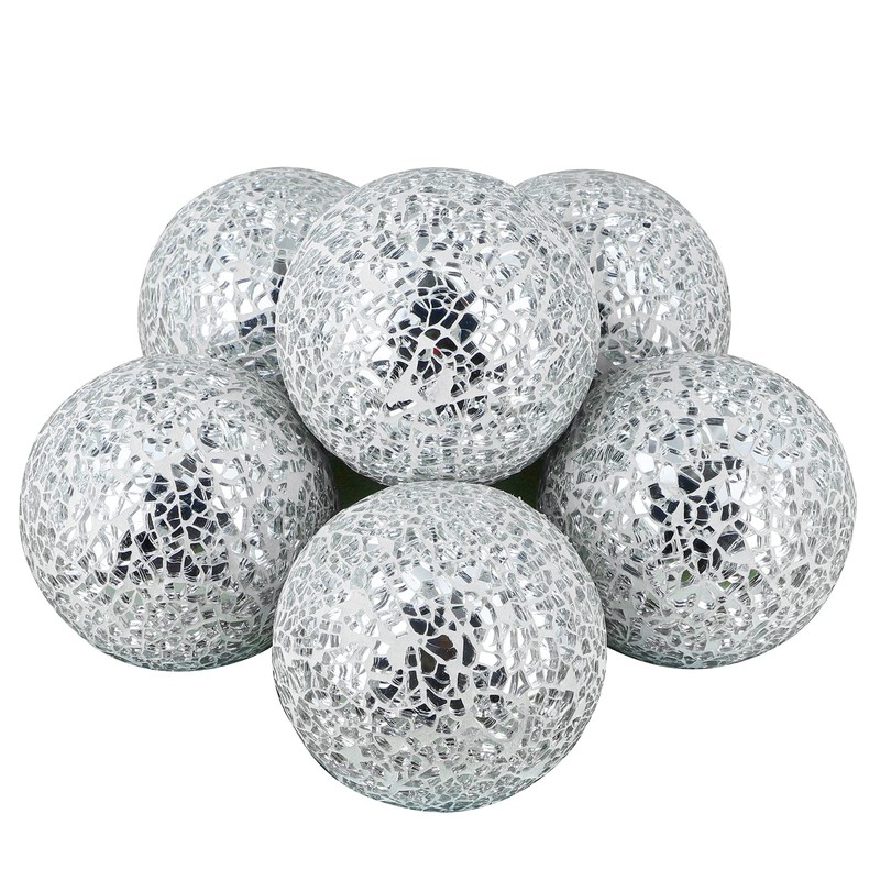 MDLUU 6 Pcs Mosaic Sphere Balls-Diameter 3 in, Decorative Orbs,