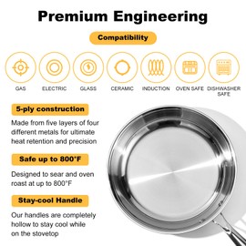 Stainless Steel Pan 10 Inch，Non-Toxic PFAS, PFOA & PTFE Free, Compatible With All Cooktops & Induction Safe, Oven Safe Pan for Searing & Sautéing, Long Lasting Cookware. (10 Inch)