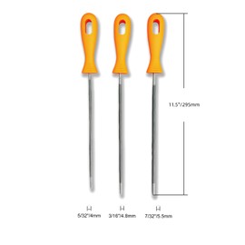YiiSeeJo 3 Pcs Chainsaw Chain Sharpening File (5/32, 7/32, 3/16 inch), Steel Round Chainsaw Chain Sharpening File Set