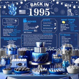 Blue 30th Birthday Banner Decorations, Navy Blue Silver Back in 1995 Vintage Happy 30th Birthday Banner Backdrop for Women Men 1995 Birthday Anniversary Party Poster Supplies Decor Cheers to 30 Years