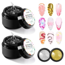 3D Sculpting Nail Gel & Chrome Nail Powder Kit: Unleash Your Creativity with Stunning 3D Designs & Dazzling Chrome Finishes 3D Molding Gel and Chrome Powder for Gel Nails for Nails Art(40ML)