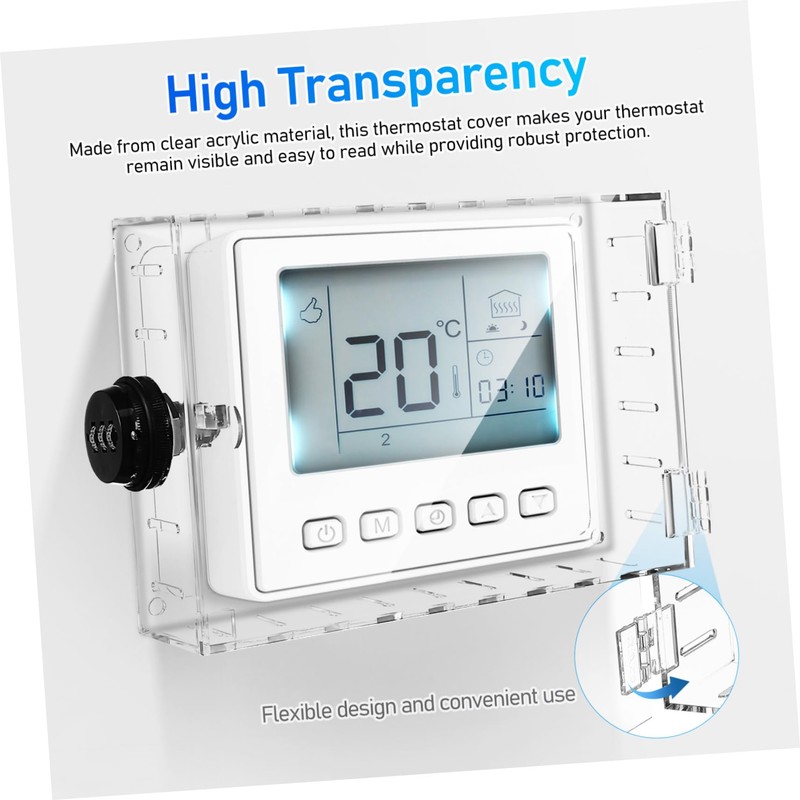 Gadpiparty Thermostat Lock Box with Combination Transparent Protective Cover for