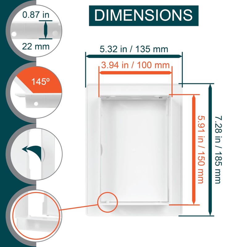 ECOPRO VENT 4inch x 6inch White Plastic Access Panel. Service