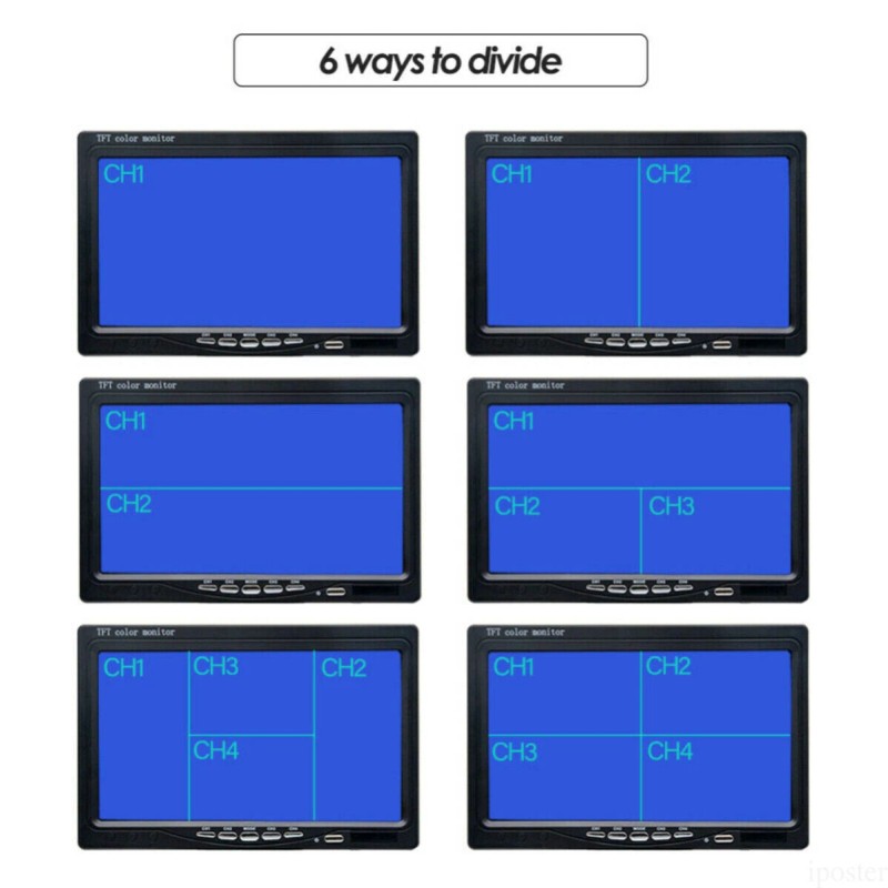 iPoster 7" Quad Split Monitor Screen 2 Reversing Camera 2