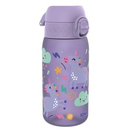 Ion8 Kids Water Bottles, BPA Free, Leakproof, Dishwasher Safe, Easy Open, Secure Lock, Small Boys & Girls Water Bottle,Kids Drinks Bottle for Spill-free Drinking, Purple, Unicorns, 350ml/12oz