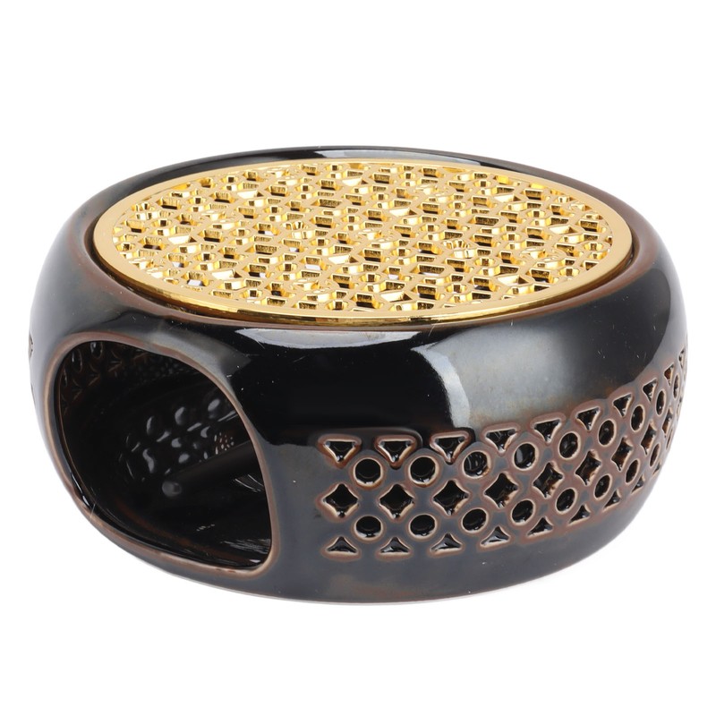 Bronze Brown Tea Light Teapot Warmer Hollow Concave Looking Ceramic