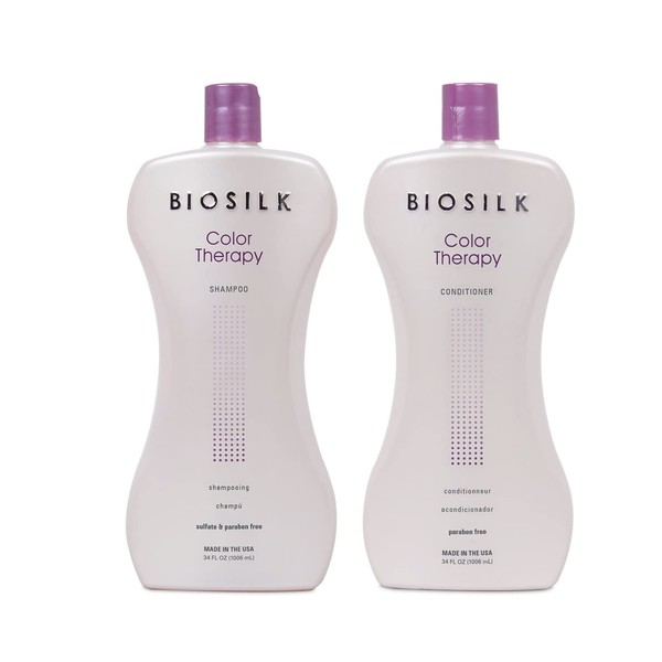BioSilk Color Therapy Duo Shampoo & Conditioner Set | 34 Ounces Each (Pack of 2) | Offers Hair Color Protection | Ideal For All Hair Types & Colors