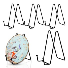 Metal Plate Stands for Display, 4 PCS Tabletop Picture Stand, Decorative Plate Stand, Plate Holder Display Stand Iron Easels for Books Photo Easels Creations 15 x 14 x 7.5 cm Black