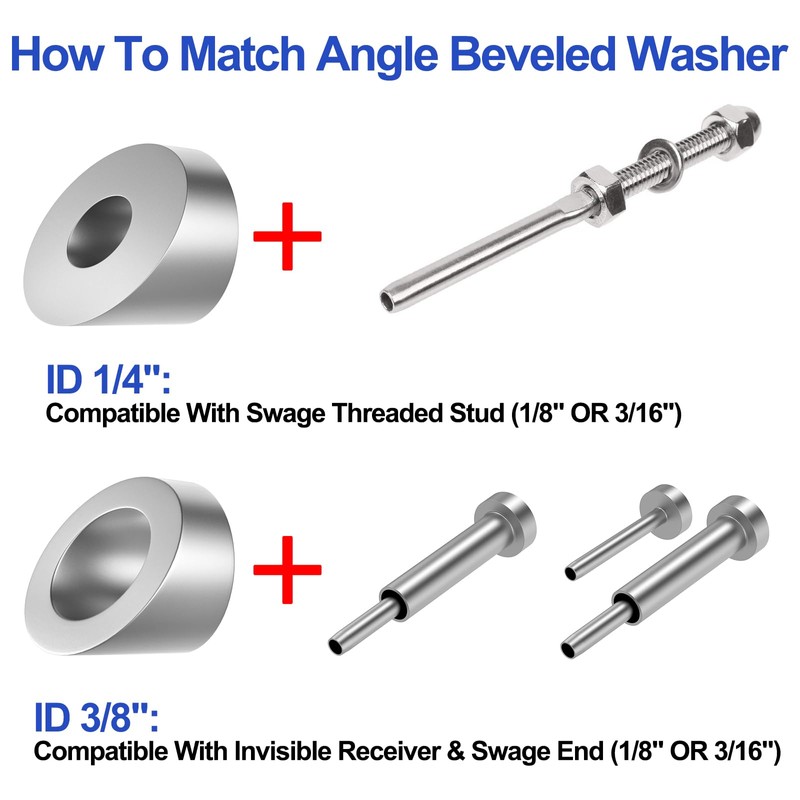 CKE 50Pack 1/4" ID Angle Beveled Washer 25 30 35