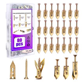 80Pcs Self Drilling Drywall Anchors with Screws Kit, 3 Sizes Heavy Duty Dry Wall Anchor Screw Set, No Drill and Holes in Wall, Metal Expansion Bolts for Plaster Board Wall Fixing (40 + 40)