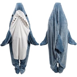 PADTIC Wearable Shark Blanket,Soft Cozy Flannel Shark Blanket Hoodie Onesie,Shark Sleeping Bag,Shark Blanket Onesie Adult&Kids,Cartoon Shark Blanket Costume for Cosplay(M(for 55.1-63 Inch Height))