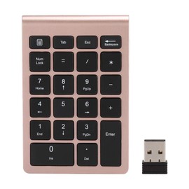 V BESTLIFE Teclado numérico, 22 Teclas 2.4G Mini Teclado ergonómico inalámbrico USB con Receptor(Oro Rosa)