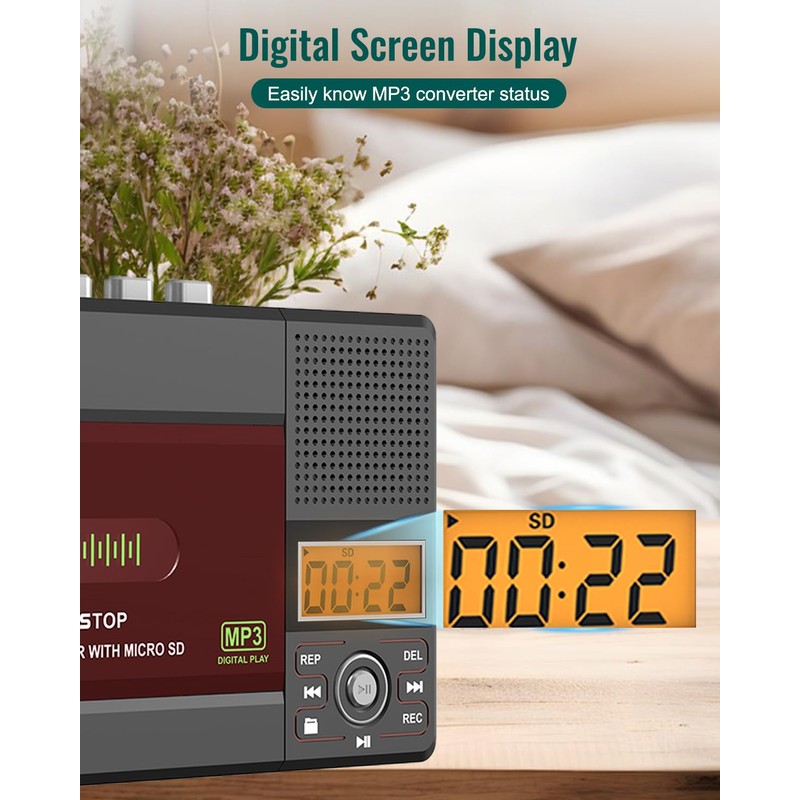 SEMIER Small Cassette Tape Player, USB C or SD Card