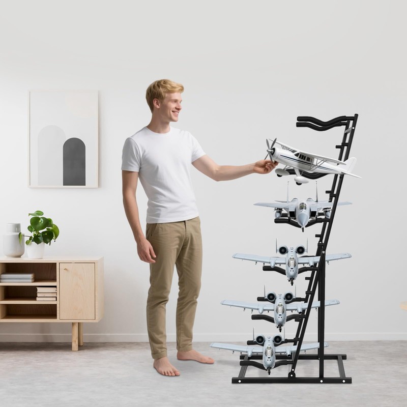 6 Tiers RC Airplanes Storage Rack Metal Model Aircraft Stand