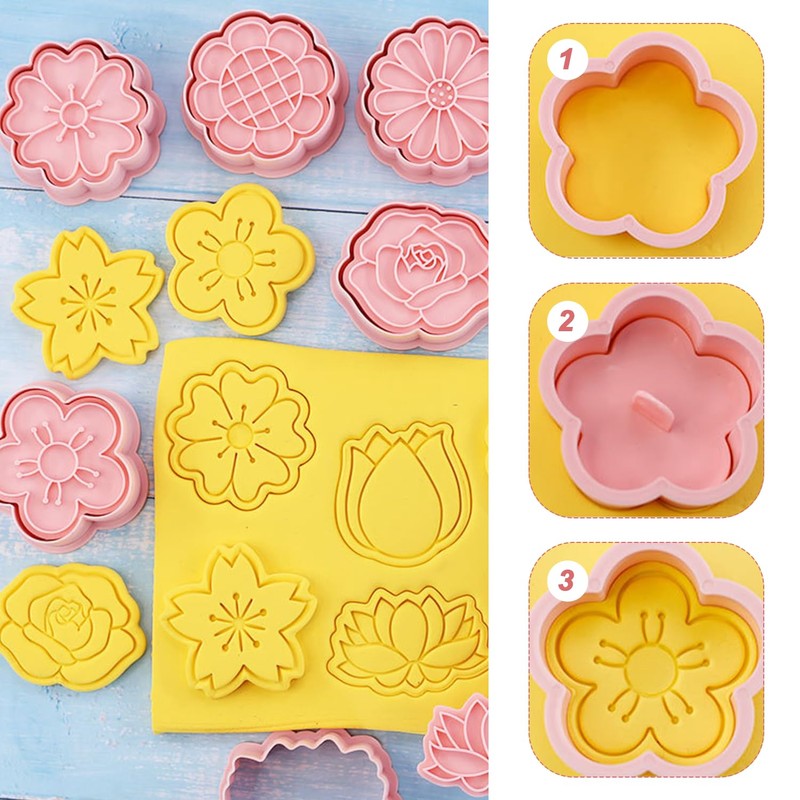 8 Pieces Flower Molds, Flower Shape Cookie Cutters, Fondant Cutters,