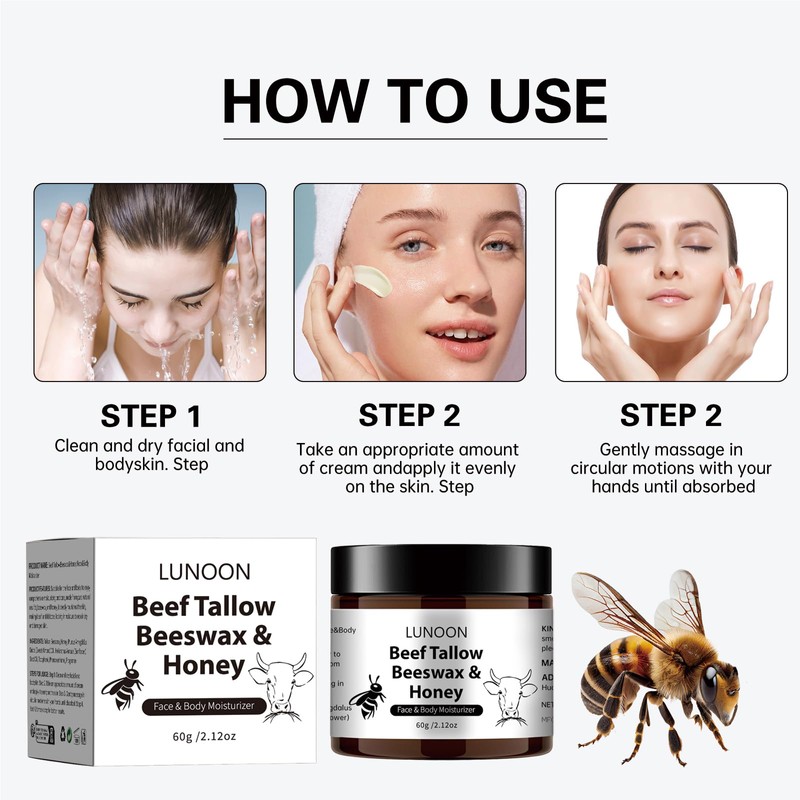 Beef Tallow for Face Cream, Tallow and Honey Balm for