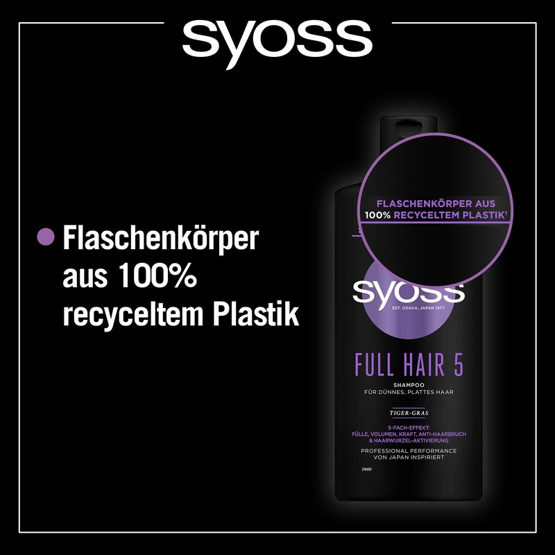 Syoss Full Hair 5 (440 ml), Volume Shampoo for Thin