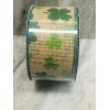 Unbranded Burlap Ribbon Wired Edge W/Green Shamrocks. 3.5 Inches X