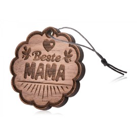 GRAVURZEILE Wooden Keyring – Best Mum – Pendant with Engraving and Cotton Band – Gift Idea for the Best Mum Mum for Birthday, Christmas, Mother's Day, brown