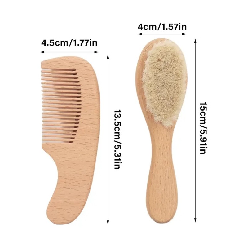 Cepillo Bebé Cerdas Naturales Suaves Y Peine De Bambú