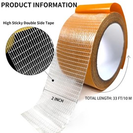 Birllaid Fabric Tape Multifunctional Double Sided Tape,Clear Tape for Clothes,Double Stick Carpet Tape Heavy Duty 2inchx33FT10m High Stickness Strong 2 Sided Tape