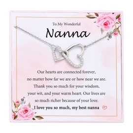 EYQV Nanna Gifts for Mothers Day, Nanna Gifts from Grandchildren, Heart Necklace for Women, Nanna Birthday Gifts Christmas Gifts Stocking Fillers for Women