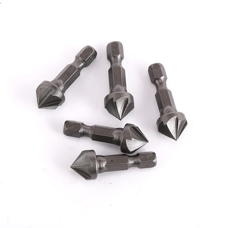 TorSor 3 Pack Countersink Drill Bit Chamfer Bits 6 Flute