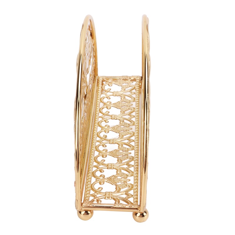 Napkin Holder Electroplating Hollow Iron Pattern Desktop Vertical Gold Metal
