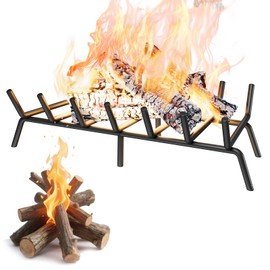 taiheis 30’’ Fireplace Grate，1Pack Fireplace Log Grate with 6 Support Legs，Black Heavy Duty Solid Steel Fireplace Log Holder for Backyards Courtyards Terraces Fireplaces