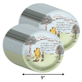 Birthday Galore Pooh Bear The Smallest Things Baby Shower - 32 Piece Disposable Party Supplies - Summer Baby Shower Decorations - Round Party Plates - Large 9" Paper Plates In Bulk