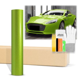 48"x60" (4FTx5FT) Gloss Glitter Lime Green Metallic Sparkle Vinyl Wrap Auto Car Sticker Decal Film Sheet Bubble Free Air Release Technology with Tool Kit