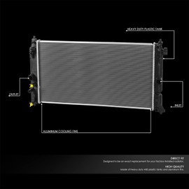 DNA Motoring OEM-RA-13591 1-Row Aluminum Core Radiator Compatible with 19-20 UX250H / 16-20 Prius,26-1/2" W X 17-3/4" H X 5/8" D,1-3/8" Inlet / 1-3/8" Outlet
