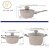 Lorren Home Trends Nonstick Cookware Set, Beige Speckled, 6-Piece with
