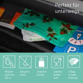 Noaks Bags 5 Pack Waterproof Bags IPX8 Air- and Odour Proof Travel Organizer Pack Sack, flower, Pack sack