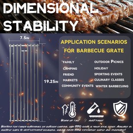 4 Pack 8mm Stainless Steel BBQ Cooking Grill Grates Replacement Parts for 16517 Bull 18248 LP,18249 NG,65073 L60000, BBQ Angus 47628, Brahma, Lonstar Select, Outlaw Steer Premium,7 Burner Premium